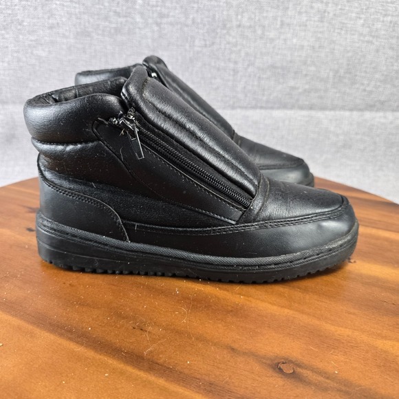 Shoes - Womens Black PVC Upper Winter Boots Zip Up Ankle Booties Shoes size 8